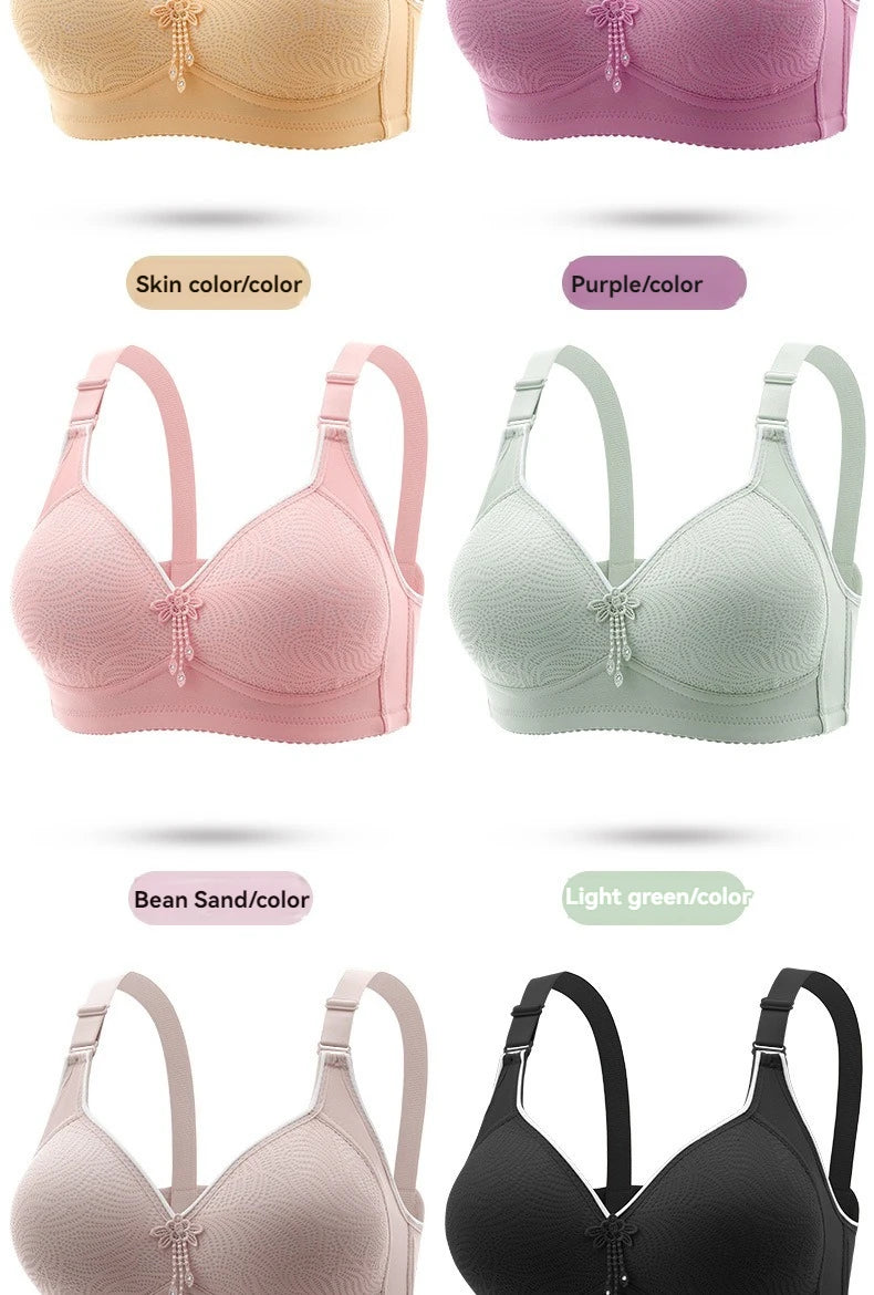 Sexy Lace Flower Surface Women Bra Four Rows Of Three Buttons No Steel Ring Large Size Underwear Skin-Friendly And Soft Lingerie