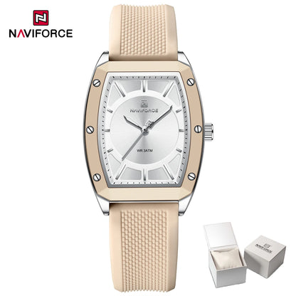 NAVIFORCE Women Quartz Watches Silicone Strap Student Sports Watch Big Dial Simple Tonneau Waterproof Wristwatches Dropshipping