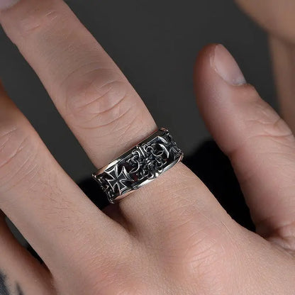 New retro cross hip-hop punk style niche opening ring for men