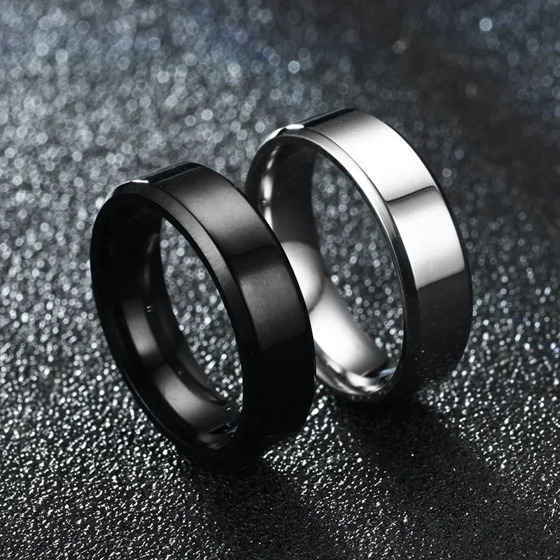 Fashion Charm Jewelry Ring for Men Women Stainless Steel Black Rings Wedding Engagement Band Quality Matte Male Jewelry