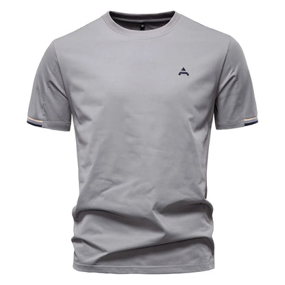 AIOPEAON Mens Solid Color Sporty Round Neck Casual T-Shirt For Stylish Wear High Quality Male Tops Men's T-shirts