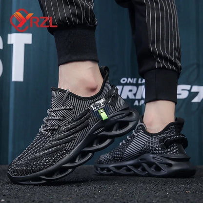 YRZL Men Sports Running Black Jogging Shoes Casual Sneakers Outdoor Breathable Mesh Women Light Shock-absorption Sneakers Men