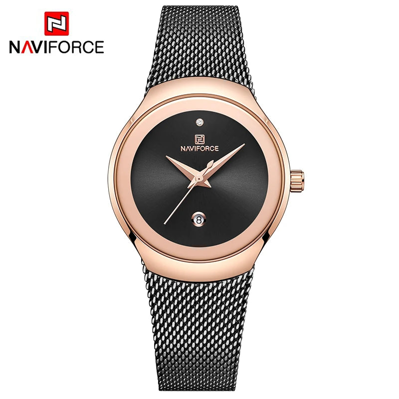 Top Luxury NAVIFORCE Women‘s Business Office Wristwatches Female Stainless Steel Strap Waterproof Girl Bracelet Relogio Feminino