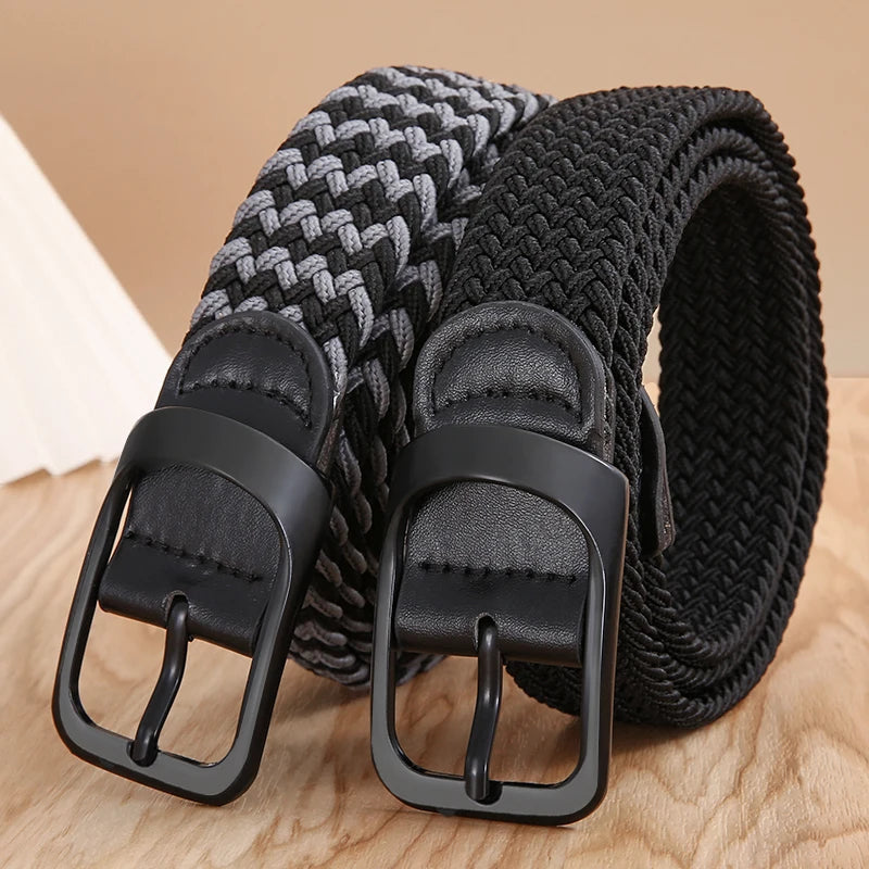 Non-hole Punch-free MEN'S AND WOMEN'S Woven Belt Elastic Stretch Canvas Belt Female Korean Style Versatile Student Pants Belt