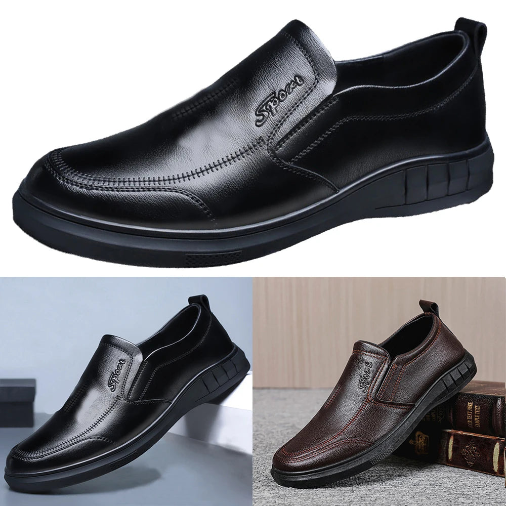 Men's PU Leather Shoes Formal Dress Loafers Large Size Casual Soft Mens Business Comfortable Non-slip Driving Shoes