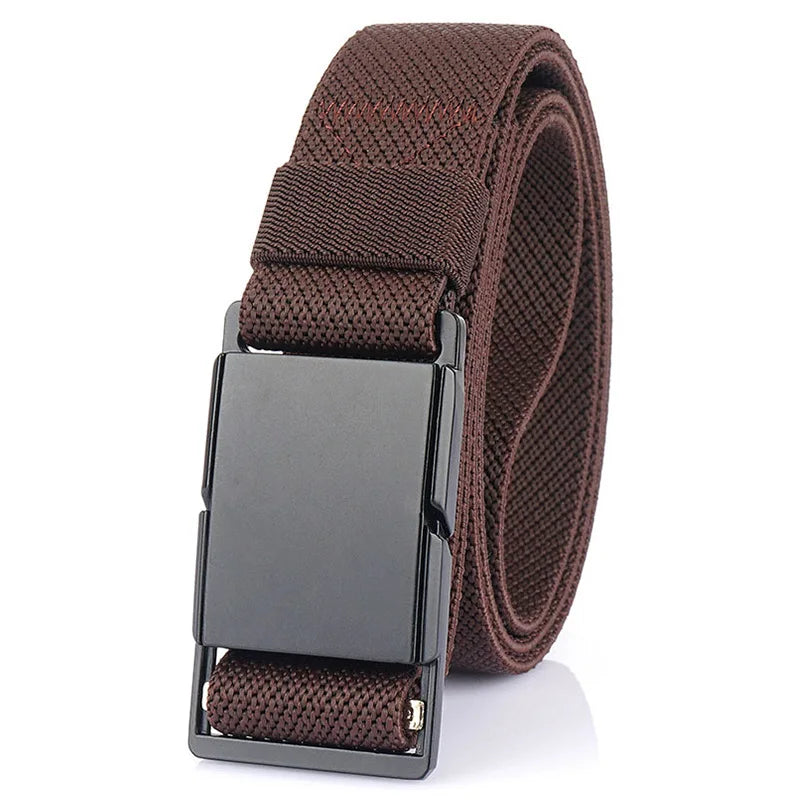 VATLTY Magnetic Elastic Belt Men Alloy Buckle Quick Release Unisex Thin Belt 34mm Brown Belt Male Female Jeans Waistband Girdles