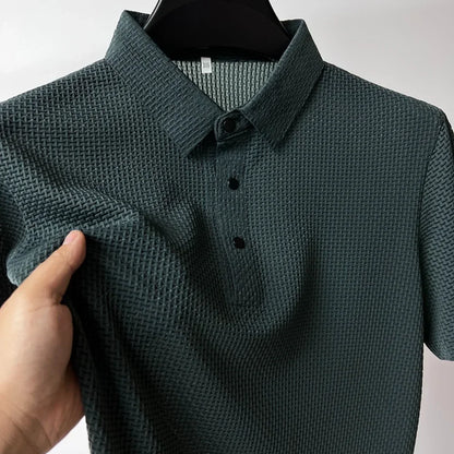 Waffle Ice Silk Short Sleeved Men's Polo Shirtsweat Absorbing Casual Shirtcool and Breathable New Style High-quality Busin