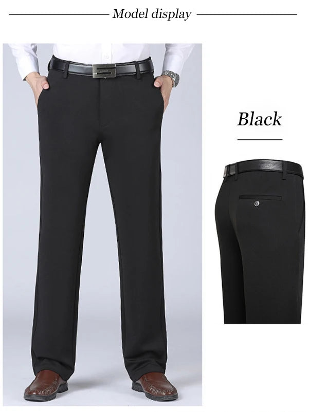 Men's Trousers Summer Thin Business Casual Pants Classic Solid Color Elastic Comfortable Loose Straight Brand Men's Wear