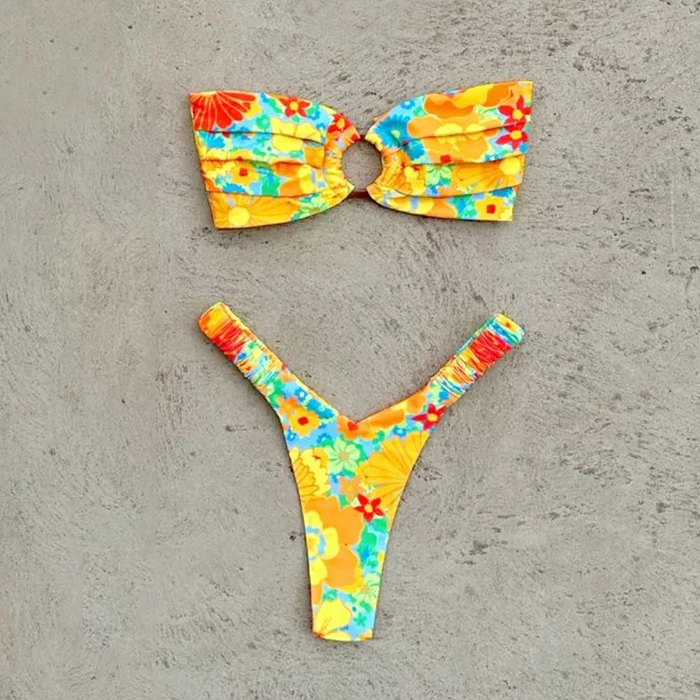 Micro Bikini Push Up Women Swimsuits 2025 Sexy Female Swimwear Brazilian Bikini Set Thong Biquini Swim Suits Print Beachwear