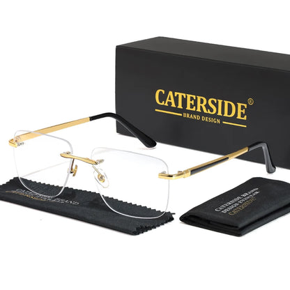 CATERSIDE New Pilot Rimless Sunglasses for Men Fashion Metal Large Frame Sun Glasses Women Shopping Travel Business Eyewear