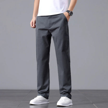 2025 Stretch Men Pants Straight Fit Cotton Golf Trouser Male Spring Summer Formal Dress Office Work Casual Black Navy Blue Khaki