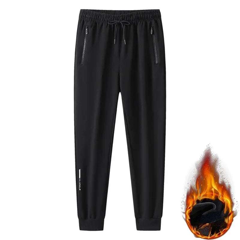 2024 Men's Pant Fleece Lined Brushed Warm Sport Sweatpants Male Winter Jogger Trouser Sweat Sportswear Big Size Large Plus Thick