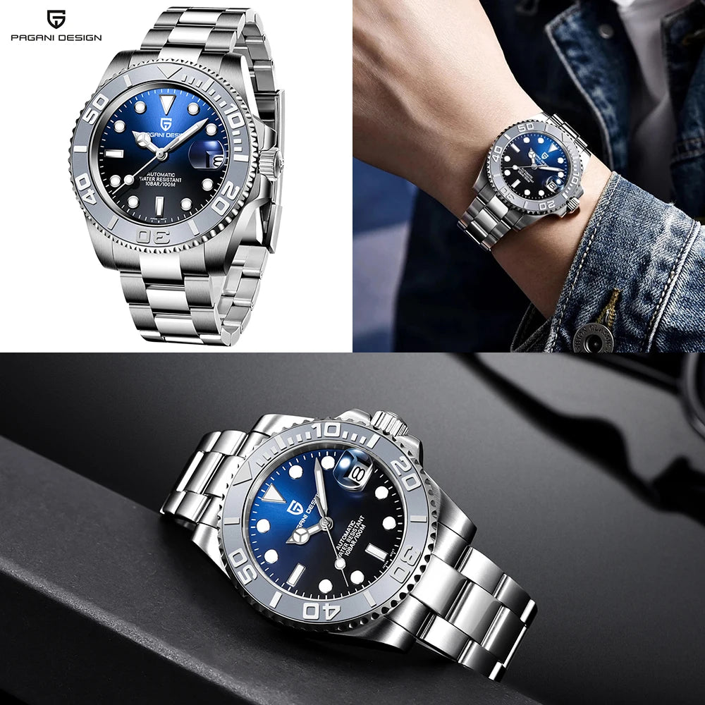 PAGANI DESIGN Sports Men Mechanical Wristwatch Sapphire Luxury Automatic Watch for Men Stainless Steel Waterproof Clock