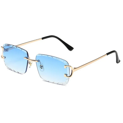 2025 Rimless Square Sunglasses Men Cupronickel Fashion Punk Gradient Sun Glasses Vintage Trendy Small Frame Eyewear UV400