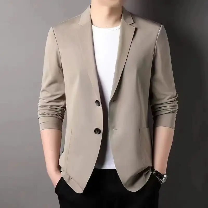 Spring Summer Men Ice Silk Thin Casual Sunscreen Blazer Fashion Casual Male Clothes Long Sleeve Big Size Slim Solid Blazers Coat