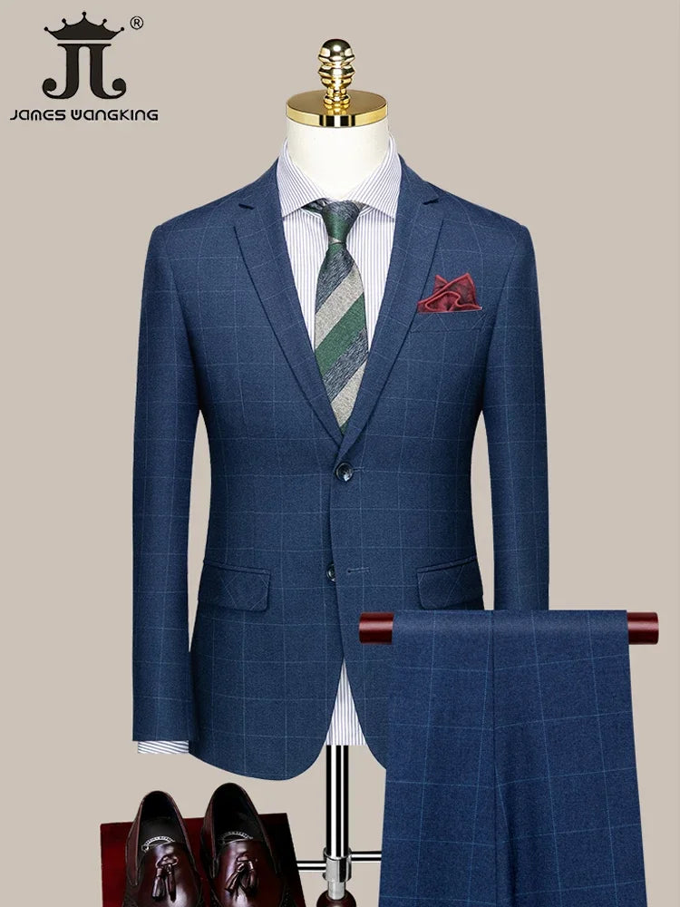 Blazer Vest Pants Luxury High-end Brand Boutique Plaid Casual Business Suit 3 Pcs and 2 Pcs Set Groom Wedding Party Dress Jacket