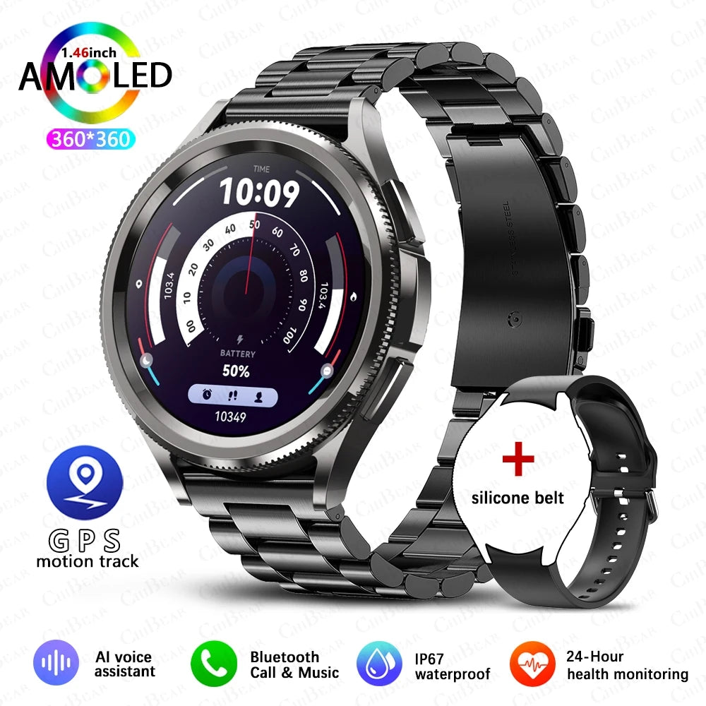 For Samsung Galaxy Watch 6 Classic Smartwatch Men's GPS Sports Fitness Women's Health Waterproof Bluetooth Call Smart Watch 2024