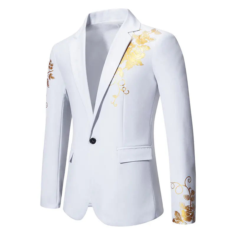 Men's Paisley Floral Gold Bronzing Printed Blazer Luxury Evening Prom Dress 2024 Suits Formal Jackets for Men Costume Homme Coat