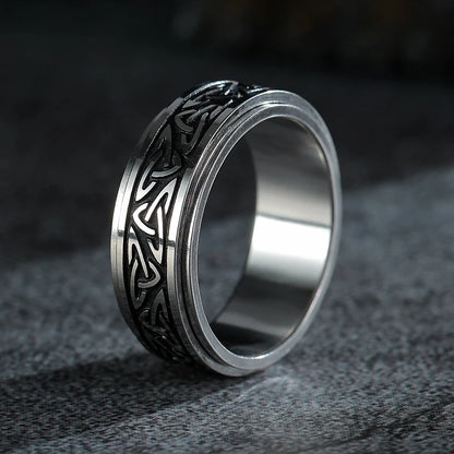 Celts Triangle Knot Stainless Steel Fidget Ring Men Rotatable Decompressionanti Stress And Anxiety Cool Ring Boyfriend Gift