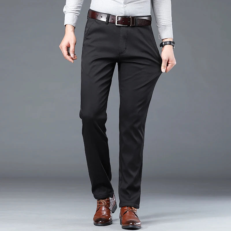 2024 Summer Thin Korean Style Business Casual Trousers for Men Stretch Soft Straight Leg Loose Fashionable Casual Pants Male