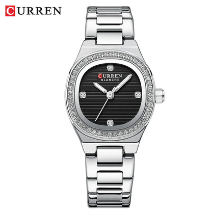 CURREN Round Mini Dial Quartz Watch Ladies Simple Casual Alloy Case Wristwatch Stylish Fashion Gift for Women Montres Femmes