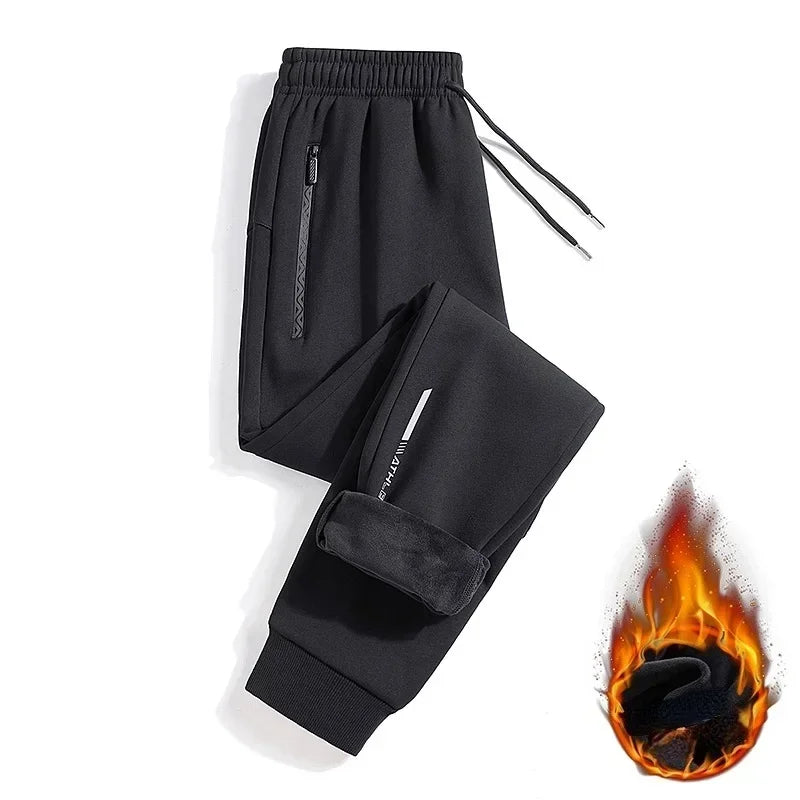 2024 Men's Pant Fleece Lined Brushed Warm Sport Sweatpants Male Winter Jogger Trouser Sweat Sportswear Big Size Large Plus Thick