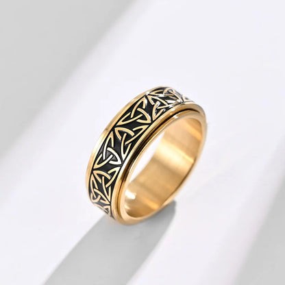 Viking Celtic Knot Rune Rings For Men Rotating Stainless Steel Anti Stress Anxiety Relife Spinning Ring Anillo Antiestres