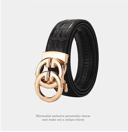 Men belt Genuine Leather Belt Metal Alloy Automatic Buckle Brand Luxury Design Waist Belts for Men Strap Male