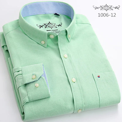 New in shirt Cotton long-sleeve shirts for men slim fit formal plain tops single pocket solid color office tops fashion clothes