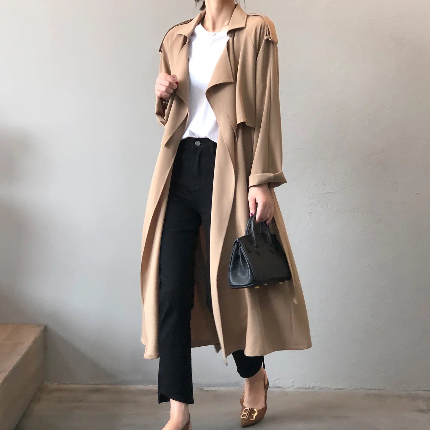 Winter Women Coat Female Trench Jacket Vintage Maxi Classic Long Trench Women Coat Oversize Female Windbreaker Blazers  Coat