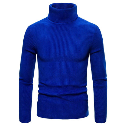 Autumn Winter New Men's Turtleneck Sweater Male Version Casual All-match Long Sleeved Stripes Knitted Sweater Pullover