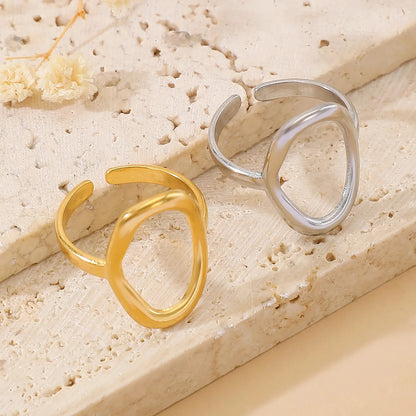 Hollow Ring for Women Gold Color Geometric Oval Rings Opening Female Jewelry Simple Accessories Silver Color