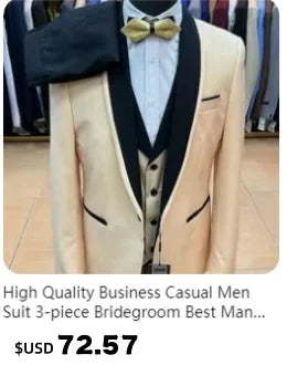 2025 Wedding Groom Suit for Men/Slim Fit 2-Piece(Blazer+pants)Breathable Groom Attire(Free Tie)Best Man, Party, Prom Ropa Hombre