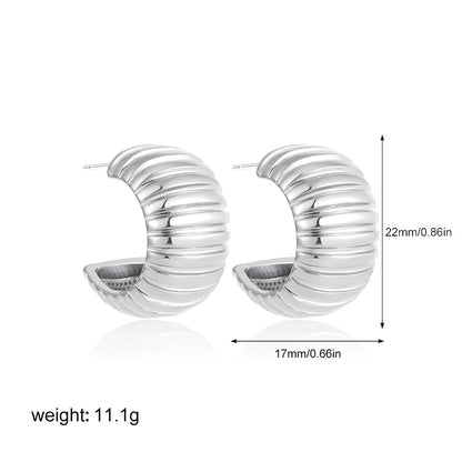 Geometric Stainless Steel Gold Sliver Color Bilayer Stud Earring for Women Irregular Metal Texture Fashion Jewelry Gift