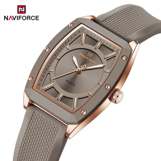 NAVIFORCE Women Quartz Watches Silicone Strap Student Sports Watch Big Dial Simple Tonneau Waterproof Wristwatches Dropshipping