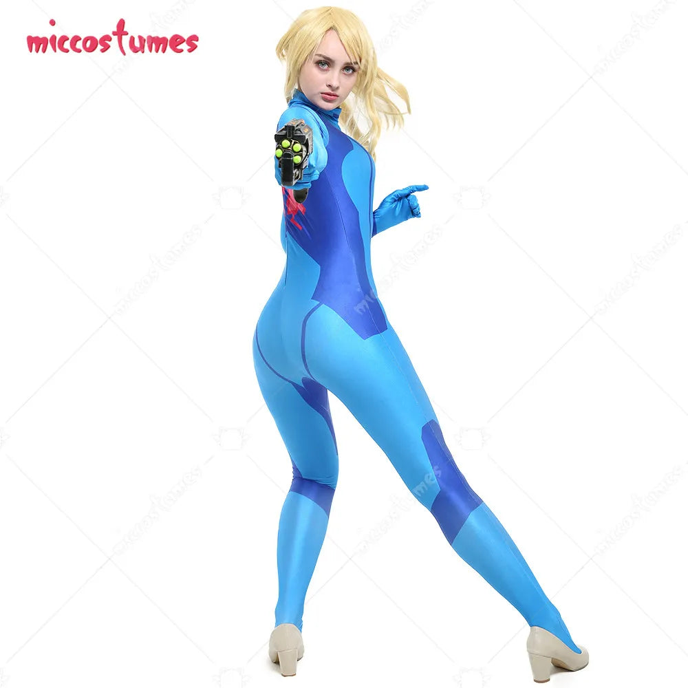 Miccostumes Women's Samus Cosplay Costume Anime Women Zentai Hallowen Jumpsuit Bodysuit