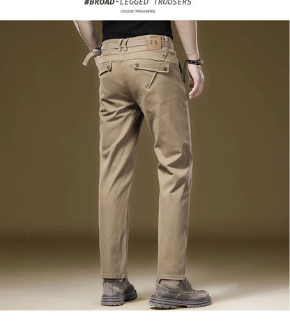 New in Quality Men's Pants Casual Straight Cotton Stretch Chino Trouser Male Classic Golf Slacks Formal Business Work Wear Khaki