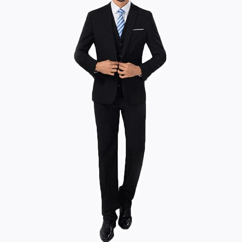 2pcs Coat Pants Men Suit Formal Blazer M~2XL Party Polyester Tuxedos Wedding Business Suit Coat + Pants Comfortable (no shoe)