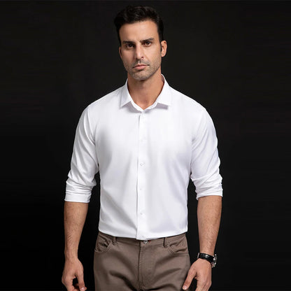 New Anti-Wrinkle Mens Shirts Long Sleeve Dress Shirts For Slim Fit Camisa Social Business Blouse White Office Shirt S-6XL