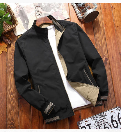 2025 Spring  Autumn Men Jacket New Mens Double Sided Wear Stand Collar Casual Jacket Youth Trend Jacket for Men Clothing