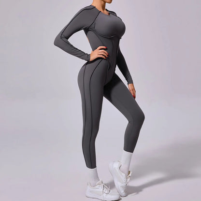 New Autumn/Winter Women's One-piece Yoga Jumpsuit leggings Long-sleeved Sexy Backless Slim Fit Sports Outfit