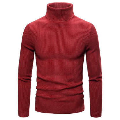 Autumn Winter New Men's Turtleneck Sweater Male Version Casual All-match Long Sleeved Stripes Knitted Sweater Pullover