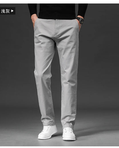 New in Spring Casual Pants Men Straight Fit Cotton Stretch Chino Trouser Male Formal Work Business Dress Khaki Fashion Regular