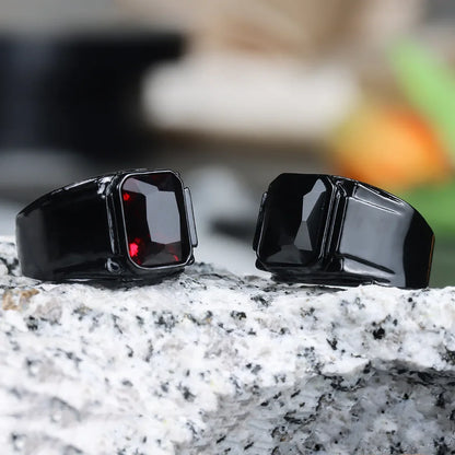 Vintage Black Red New Fashion Hand Ornament Punk Hip Hop Personality Men's Ring Gift for Men and Women Кольцо С Эмалью