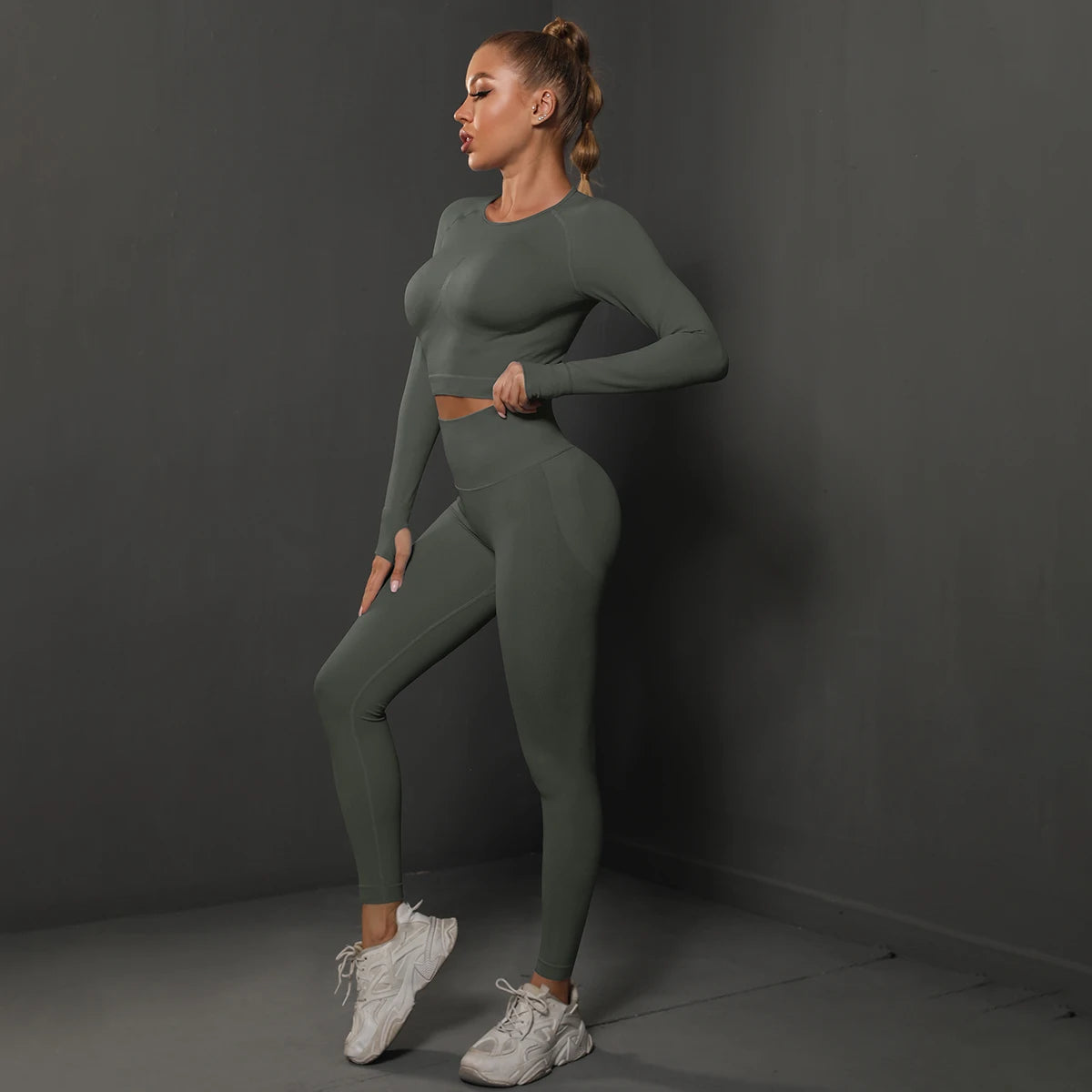 Seamless Yoga Set Crop Top High Waist Leggings Suits Women High Quality Workout Fitness Sportswear Two Piece Set For Women