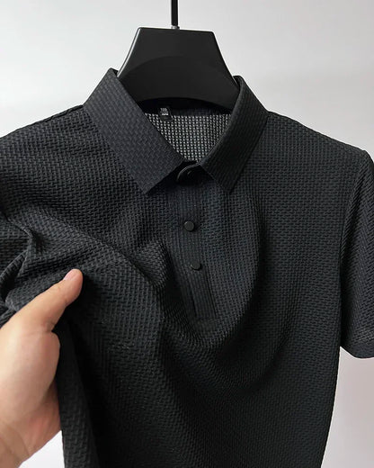 Waffle Ice Silk Short Sleeved Men's Polo Shirtsweat Absorbing Casual Shirtcool and Breathable New Style High-quality Busin