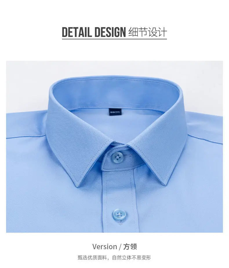 Men's Elastic Spring And Autumn New long Sleeve Shirt Anti-wrinkle Free ironing Business Comfort Fashion Breathable Slim