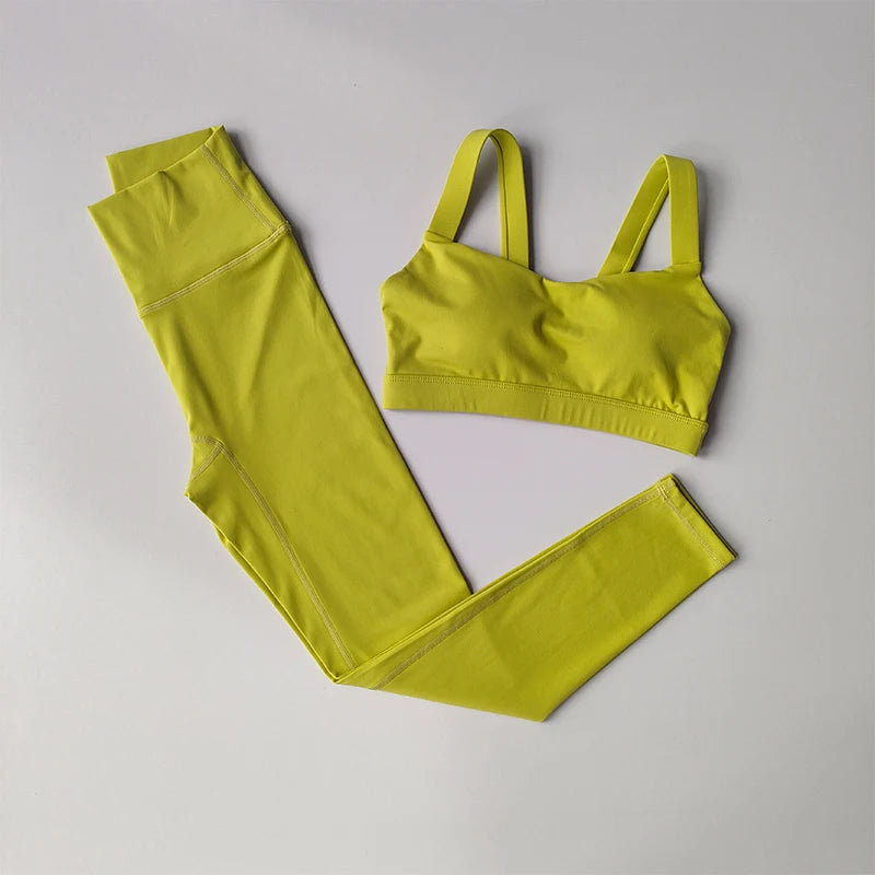 2PCS Yoga Set Women Fitness Suit Set Sports Bras High Waisted Running Suit Fast Drying Leggings Advanced Fitness Suit