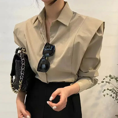 Women's Shirt Autumn 2025 New Chic Long-Sleeve Loose Blouses Street Elegant Tops Shirt OL office women blouses and tops shirts