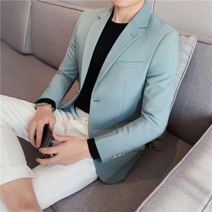 2025 High Quality Solid Single Button Casual Blazer Men's Korean Simple Business Elegant Fashion Party Slim Fit Suit Jacket 4XL